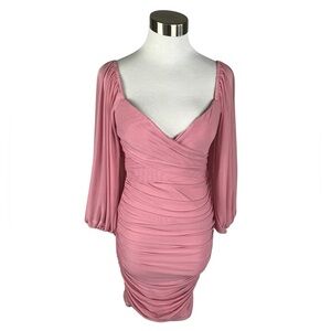 Hello Molly Stretchy Light Pink Ruched Mini Dress Size 2